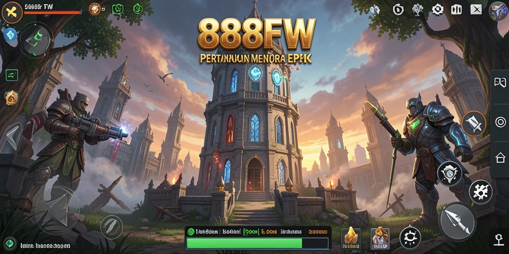 Tangkapan layar menunjukkan aksi seru dalam permainan Tower Defense 888FW.