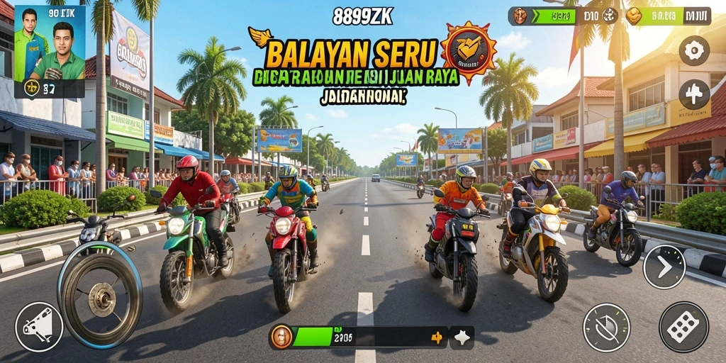 Tampilan mendebarkan dalam balapan 889ZK dengan mobil melaju kencang.