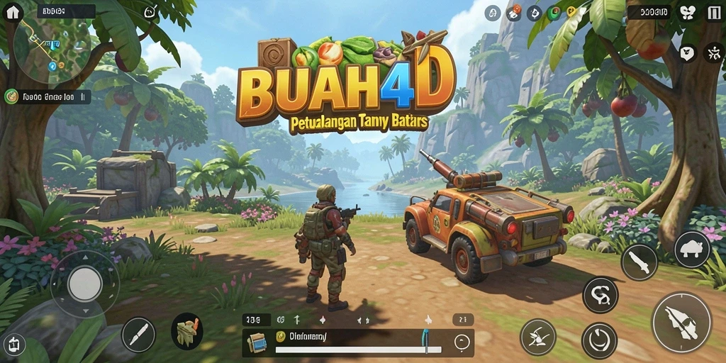 Tampilan gameplay BUAH4D yang menakjubkan dengan dunia terbuka.