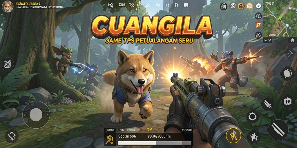 Screenshot gameplay CUANGILA menampilkan aksi seru dalam pertempuran TPS.