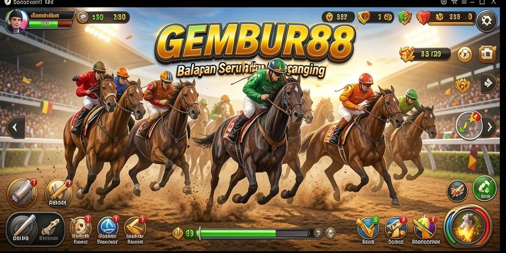 Gameplay GEMBUR88 yang menegangkan saat balapan.