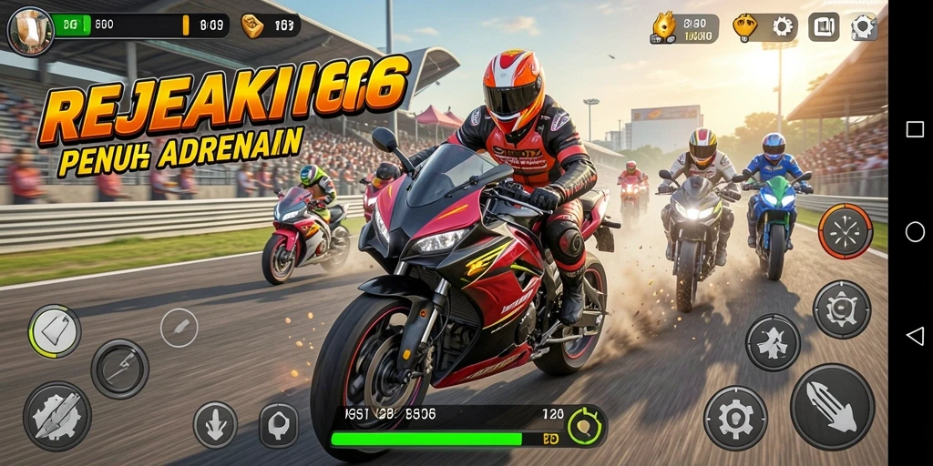 Tangkapan layar <strong>REJEKI66</strong> menampilkan aksi balapan motor yang mendebarkan.